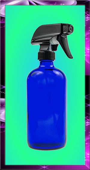 Blue Glass Spray Bottle - Large 16oz Refillable - Black Trigger Sprayer w/ Mist and Stream Settings